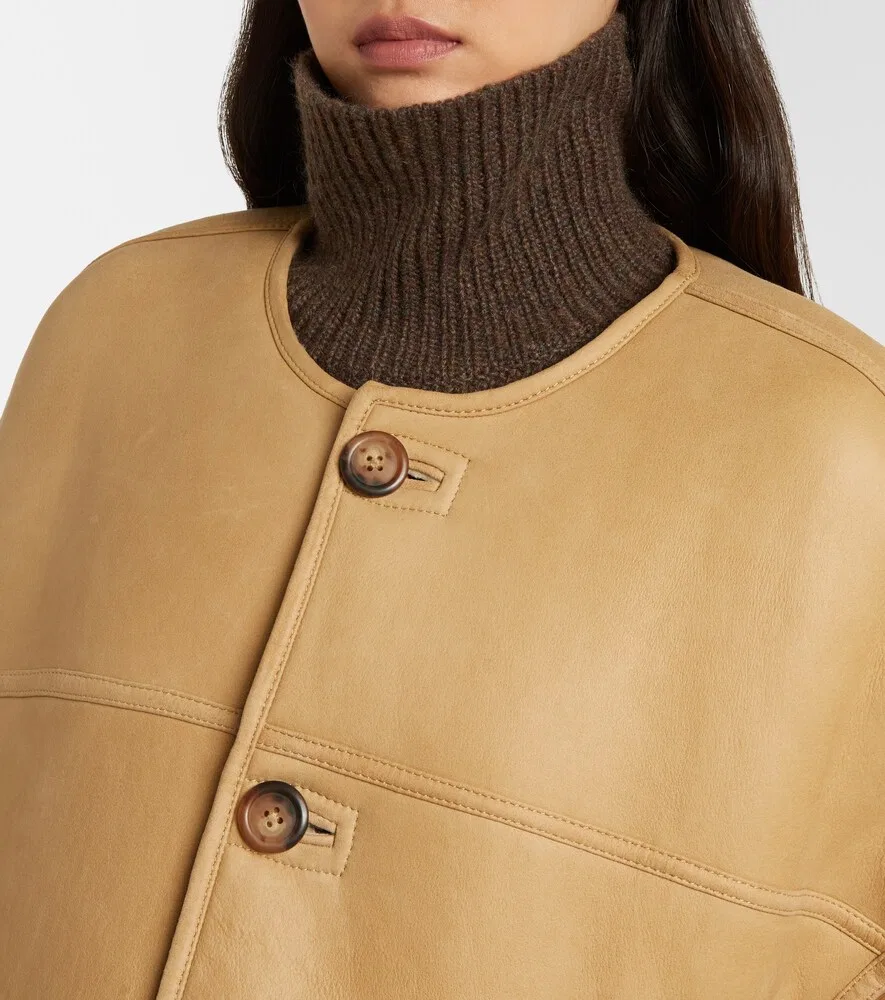 Двусторонняя кожаная куртка Polo Ralph Lauren, бежевый — фото 4