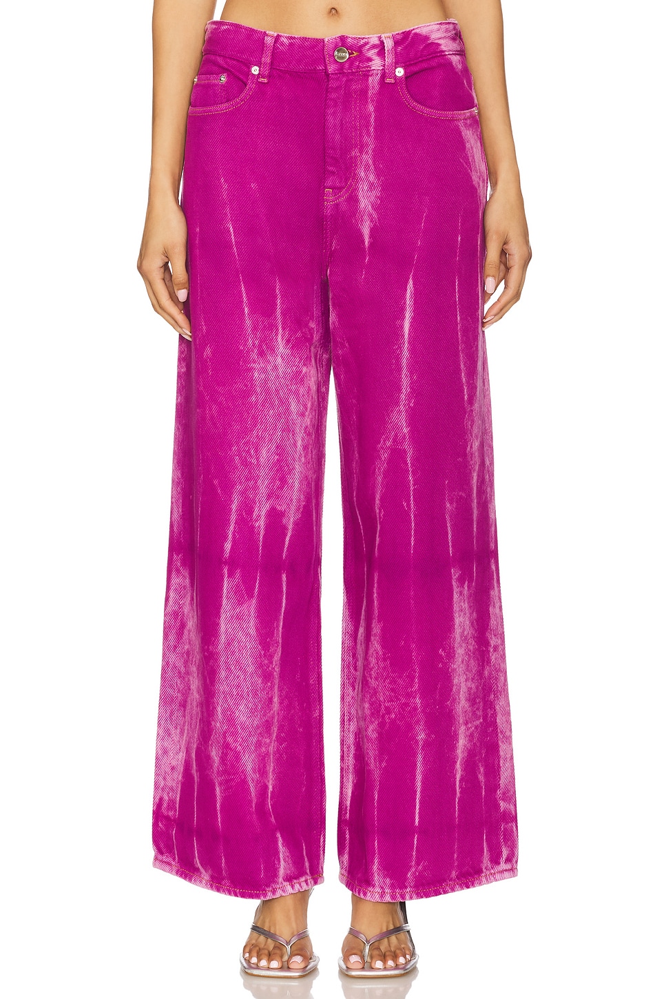 

Свободные джинсы с эффектом перекрашивания Ganni, boysenberry