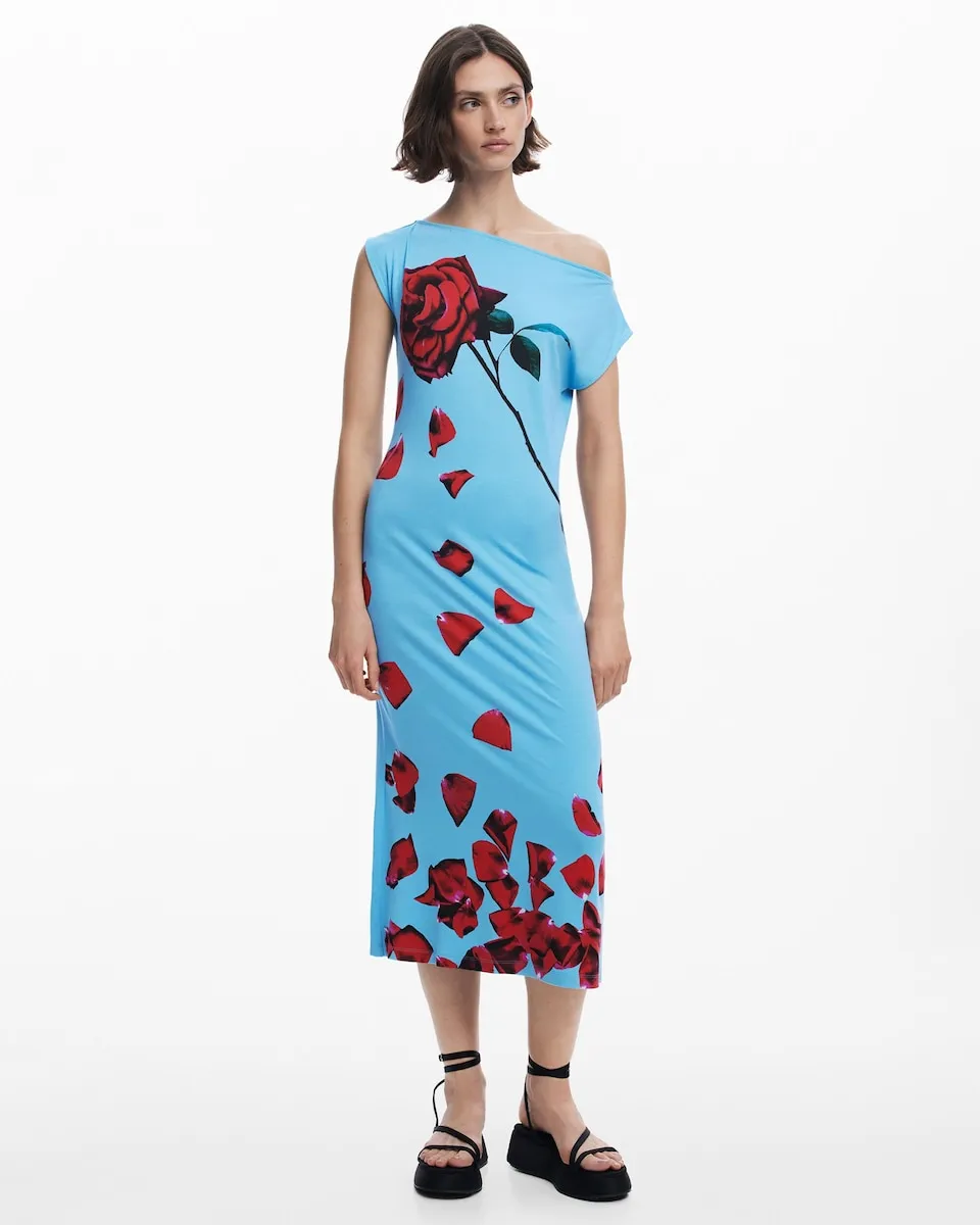 

Платье бардот с лепестками Tyler McGillivary Desigual, синий