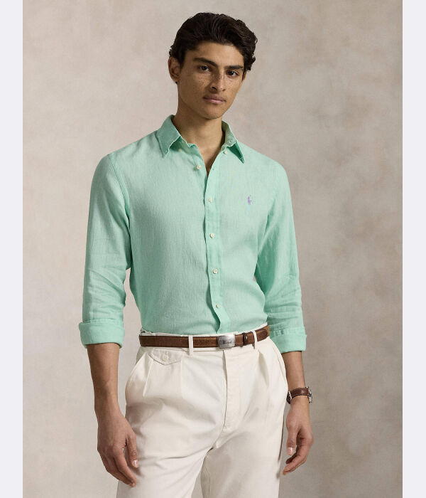 

Льняная рубашка Slim fit Polo Ralph Lauren, зеленый