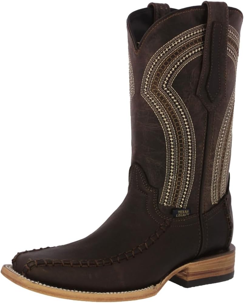 

Мужские коричневые ковбойские сапоги Texas Legacy с вышитой кожей и длинным квадратным носком