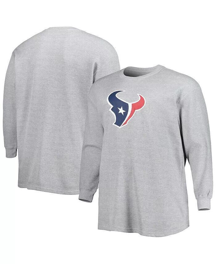 

Мужская футболка Heather Gray Houston Texans Big and Tall с длинным рукавом и вафельной вязкой Fanatics