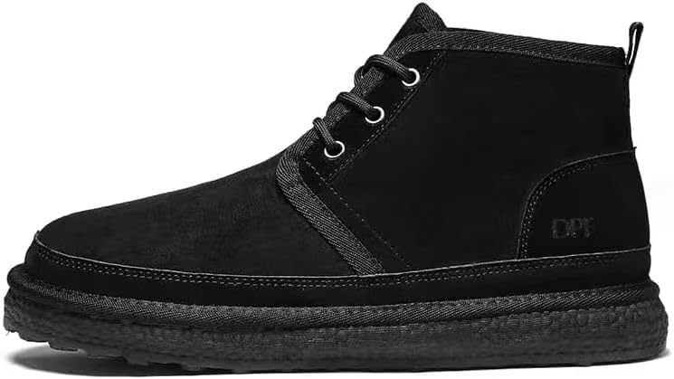 

Мужские зимние ботинки с высоким верхом, рабочая обувь с противоскользящей подошвой, толстая подошва, повседневная обувь, модные зимние ботинки для мужчин Kiugco, черный