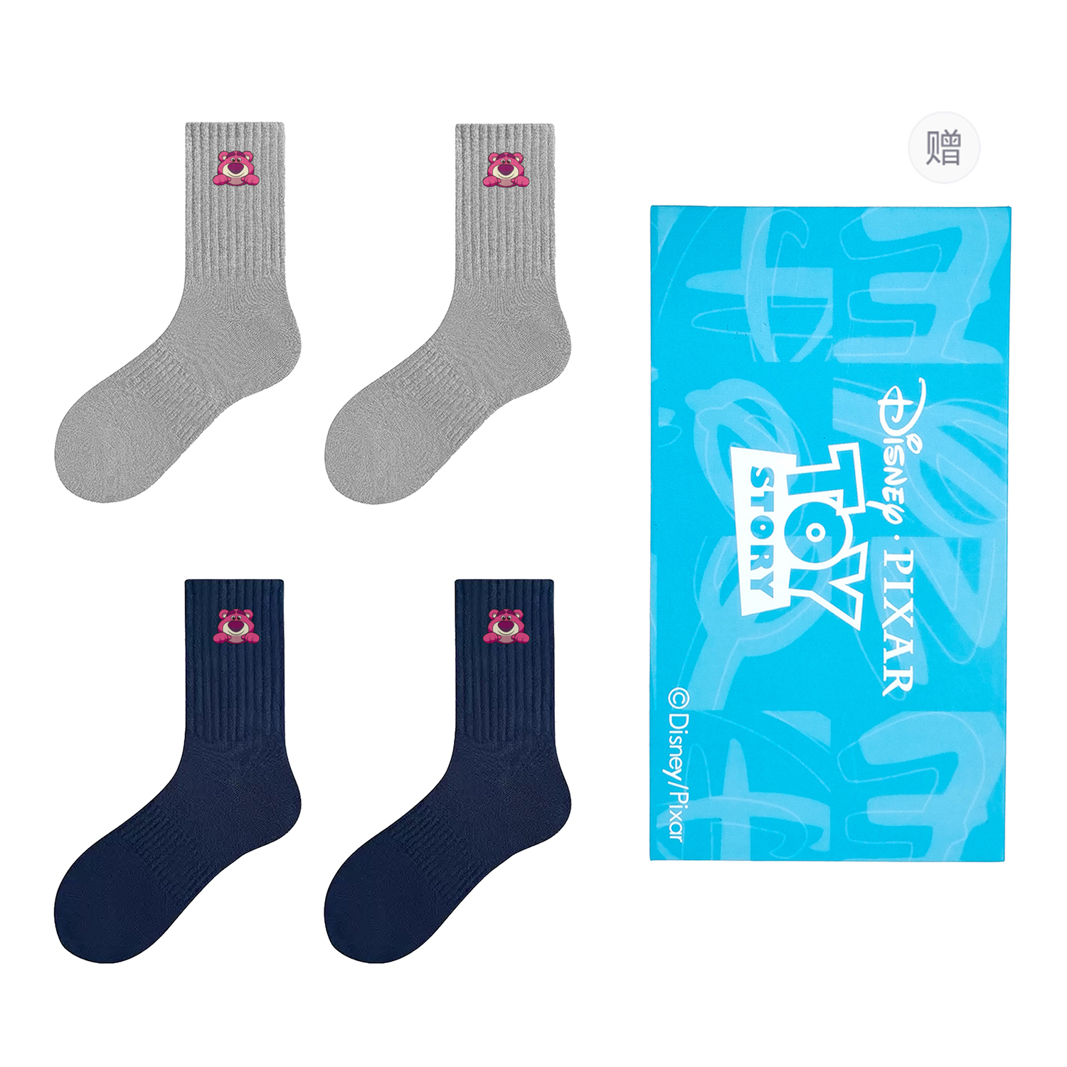 

Коллекция Strawberry Bear унисекс носки Crew 4 пары в подарочной сумке Disney, серый/синий
