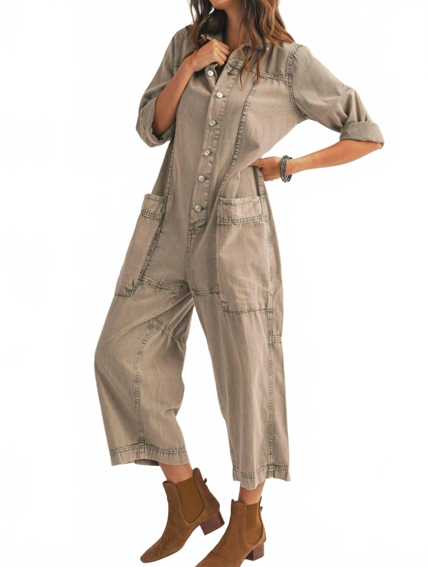 

LovLov Свободный комбинезон в винтажном стиле, цвет «поджаренный миндаль»