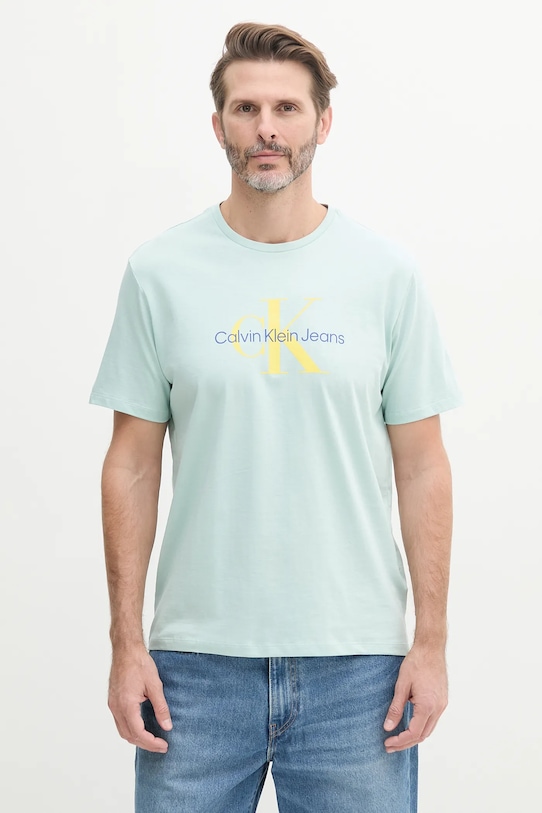

Хлопковая футболка Calvin Klein Jeans, бирюзовый