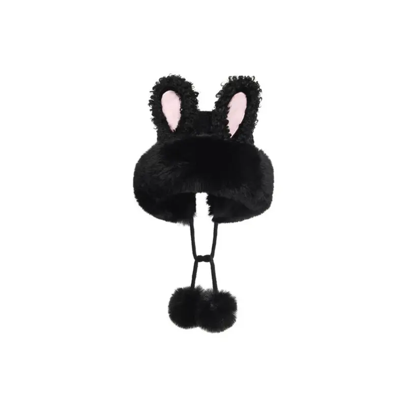 

FREE RABBITⅡ Плюшевая женская шапка бини, Fleece Ball Black