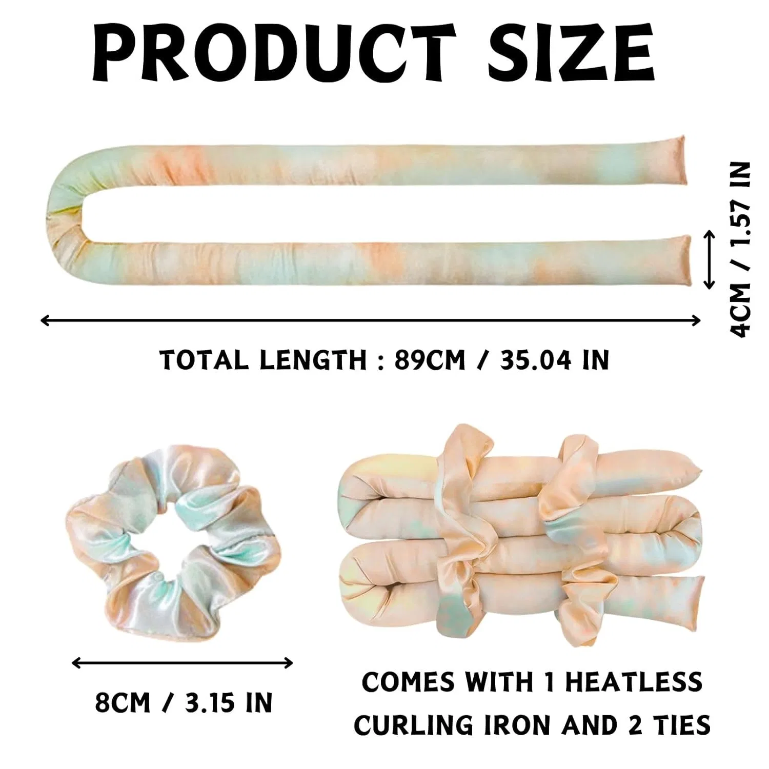 Набор из 3 бигуди для ночной завивки без нагрева Lufflok, Pink Tie Dye — фото 2