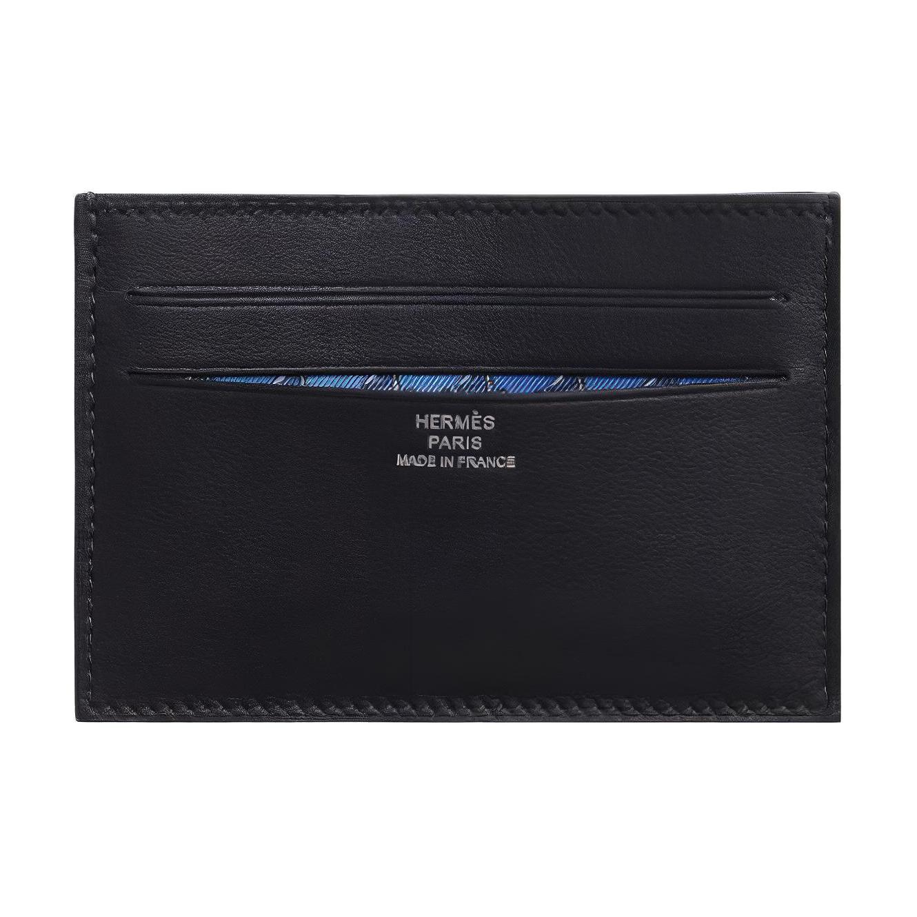 

HERMES Citizen Twill Epsom Calfskin Card Holder Unisex Black