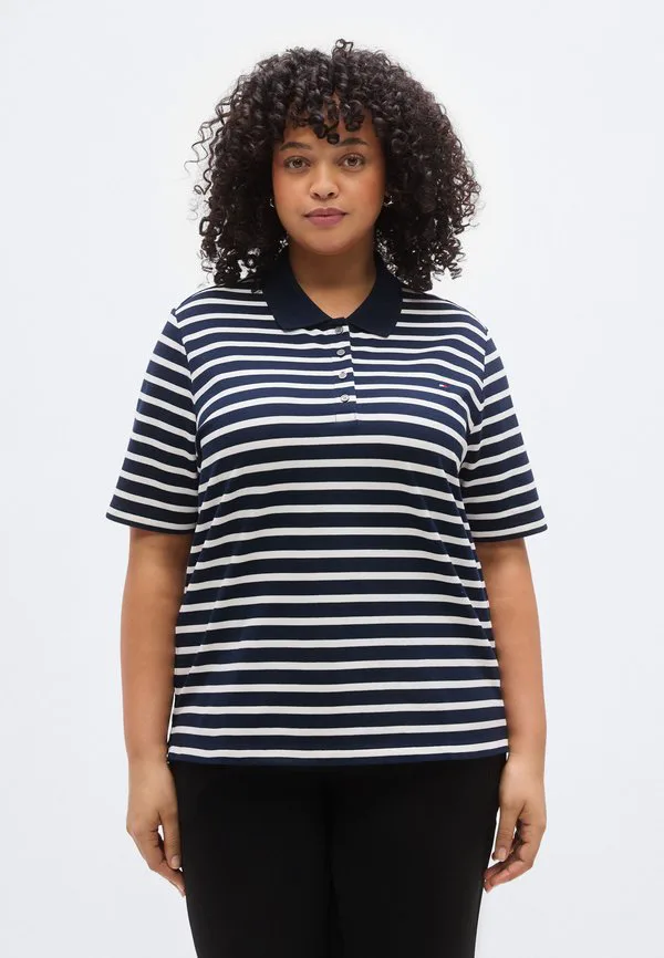 Рубашка-Поло curve 1985, стандартный крой, из пике. Tommy Hilfiger Curve, Dark Night/Ecru