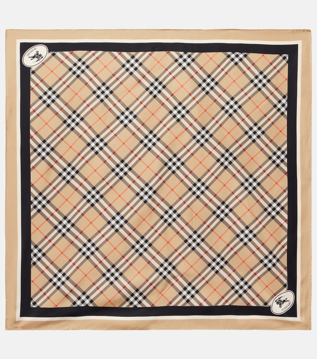 

Шелковый шарф из твила Check Burberry, песочный