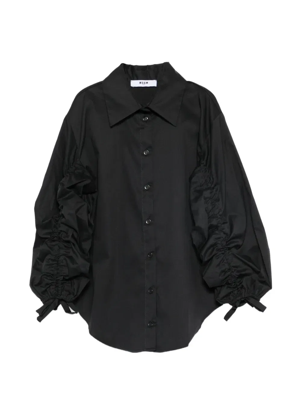 Рубашка со сборками на рукавах Msgm Kids, черный