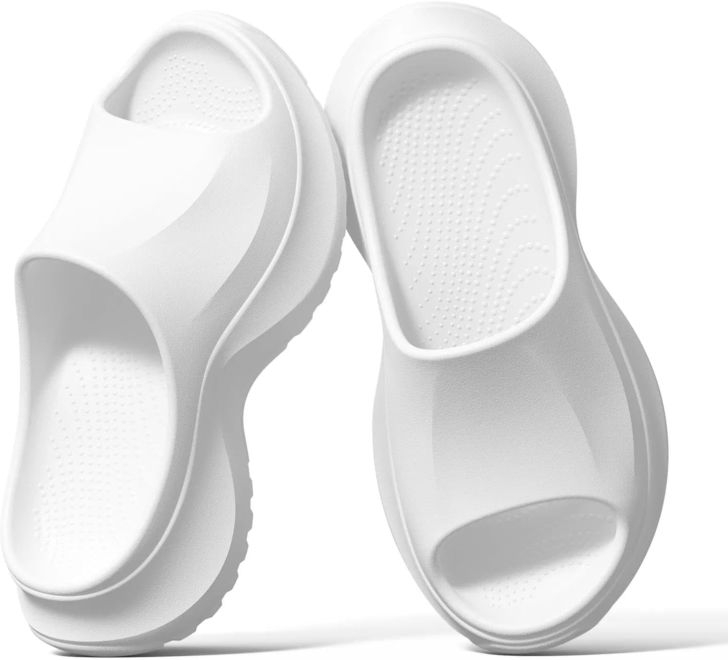 

Шлепанцы YASSIA Cloud Slides для женщин и мужчин - домашние тапочки с толстой амортизирующей подошвой, нескользящие садовые тапочки с открытым носком, сандалии для душа и бассейна для дома и улицы, белый