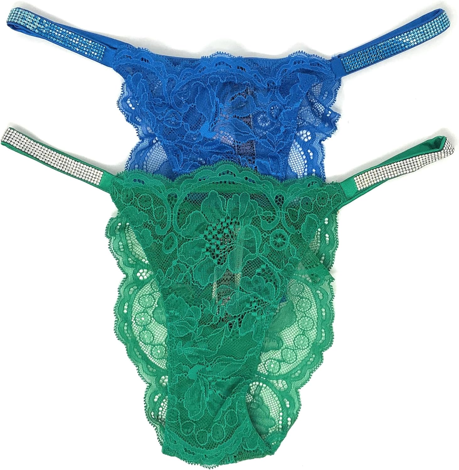 

Бразильские трусики Victoria's Secret, комплект из 2 шт., Blue Lace/Green Lace