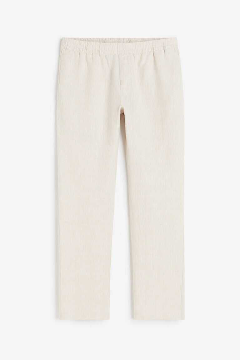 

Льняные брюки regular fit H&M, бежевый