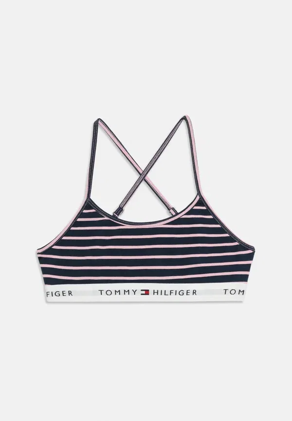 Топ-бралетт Tommy Hilfiger 2 pack signature repeat logo underband bralettes underwired bra, розовый/бретон — фото 3