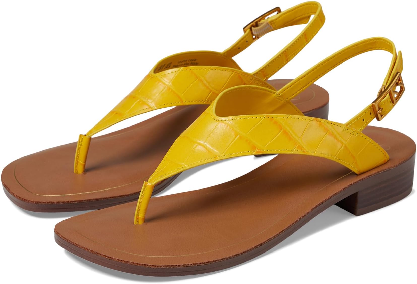 

Туфли Franco Sarto Iris Ankle Strap Thong Sandals, цвет Yellow Croc Print Leather