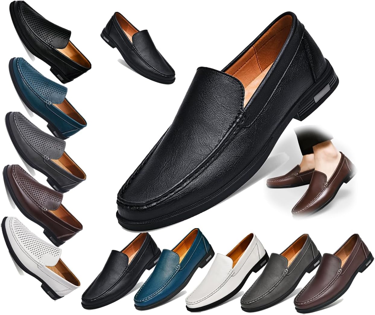 

Мужские кожаные лоферы, удобные туфли-слипоны, комфортная повседневная обувь, мужские оксфорды, подходят для работы, бизнеса, офиса и других мероприятий Generic, черный