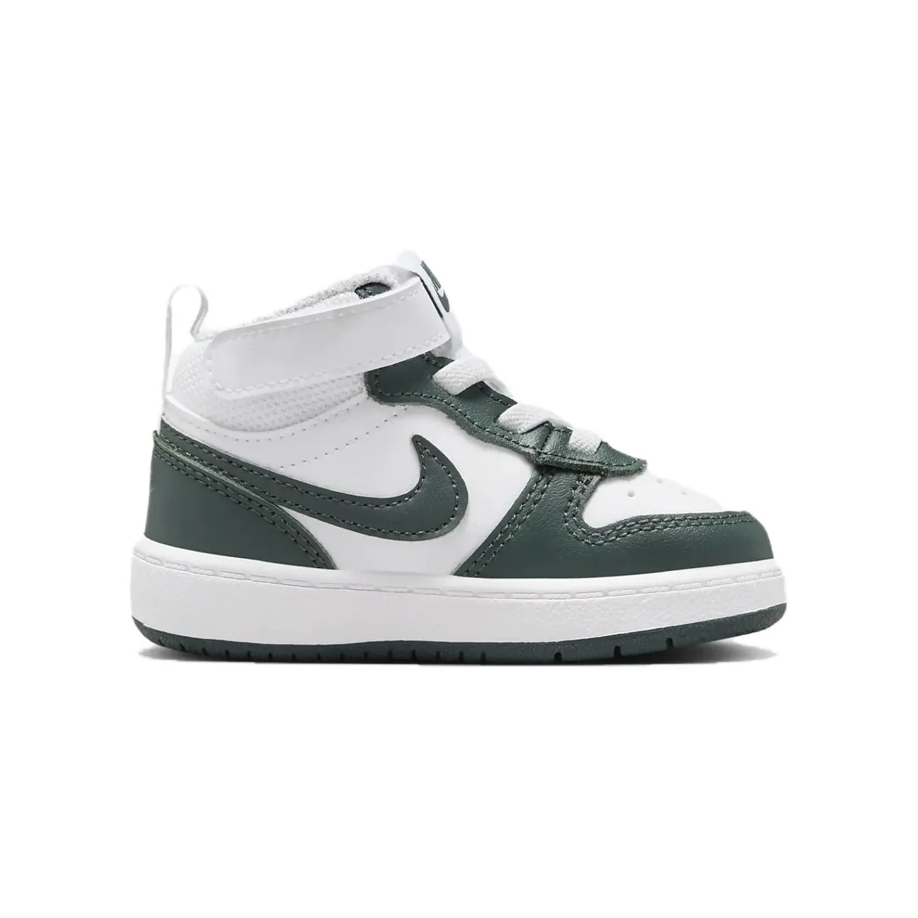 Nike Кроссовки Court Borough 2 Slip Resistant Abrasion Resistant Mid top для малышей бело-зеленые — фото 3