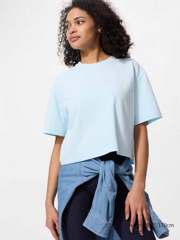 

Футболка из фактурного джерси Uniqlo, синий