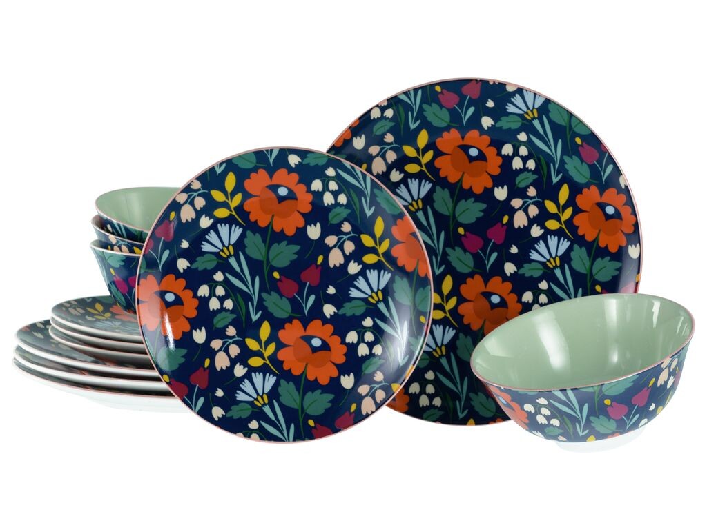 

CreaTable, 20828, Folklore Blue, набор тарелок, 12 предметов, керамика