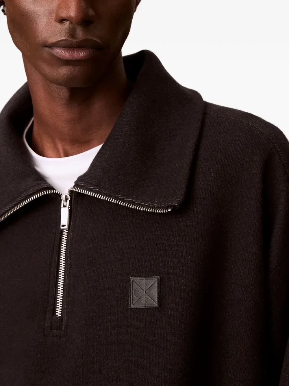 Джемпер на молнии с логотипом Calvin Klein, черный — фото 4