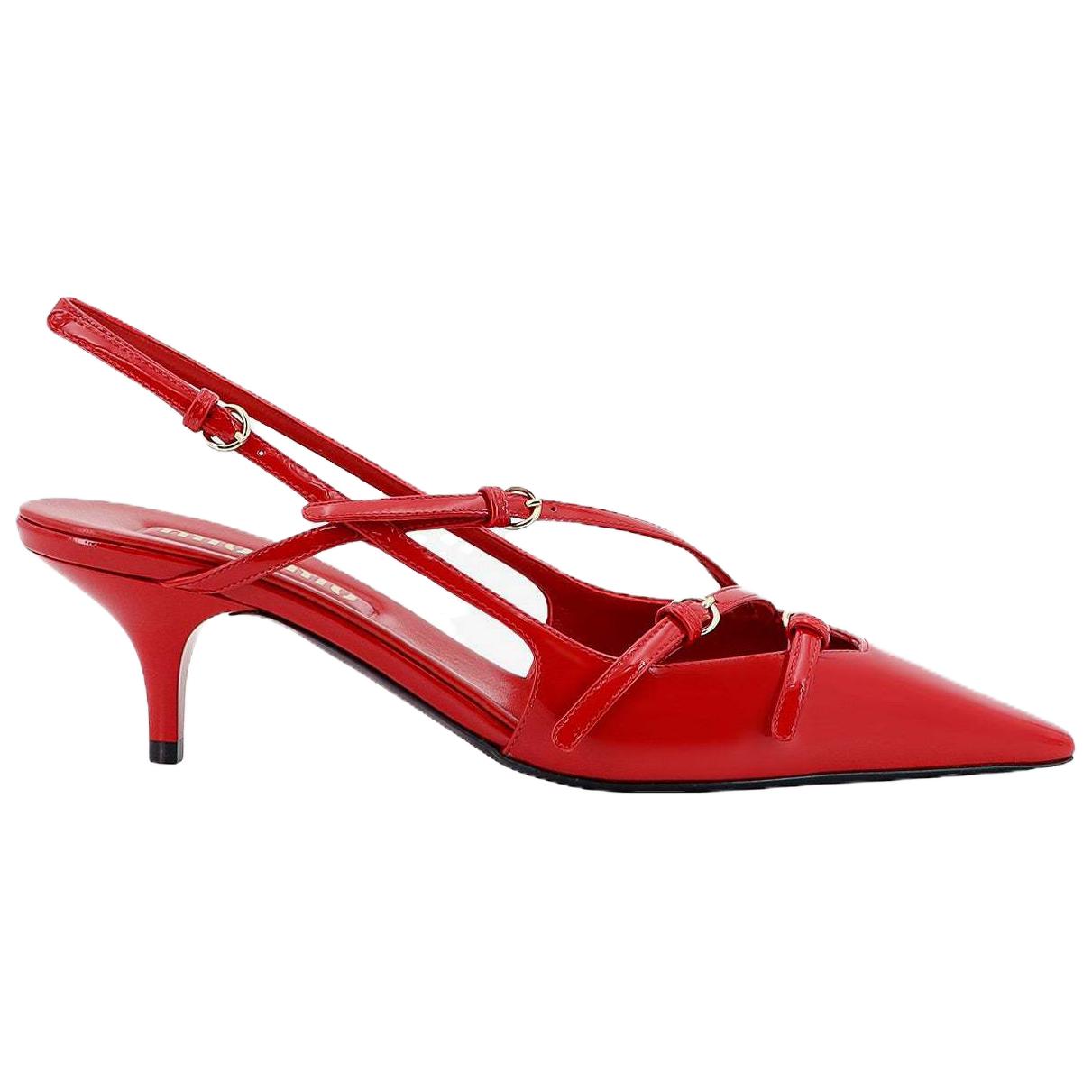 MIU MIU Тонкие туфли высокие туфли 5.5см женские красные — фото 4