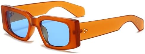 

Модные женские солнцезащитные очки с винтажными заклепками, мужские желто-синие очки с защитой от УФ-излучения UV400, трендовые панк-солнцезащитные очки MTZJH, Orange Blue