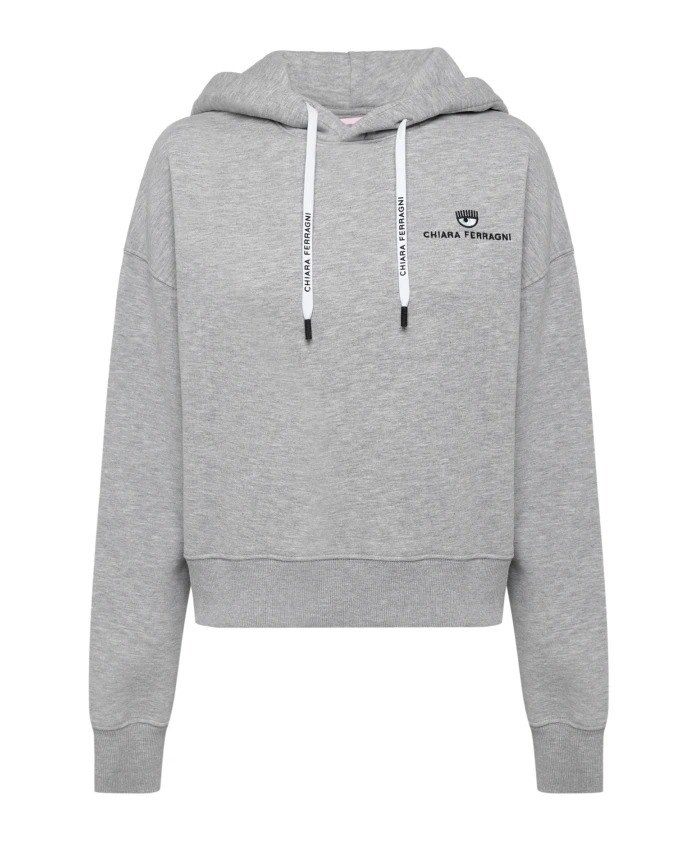 

Хлопковая толстовка с капюшоном и логотипом Chiara Ferragni Collection, серый