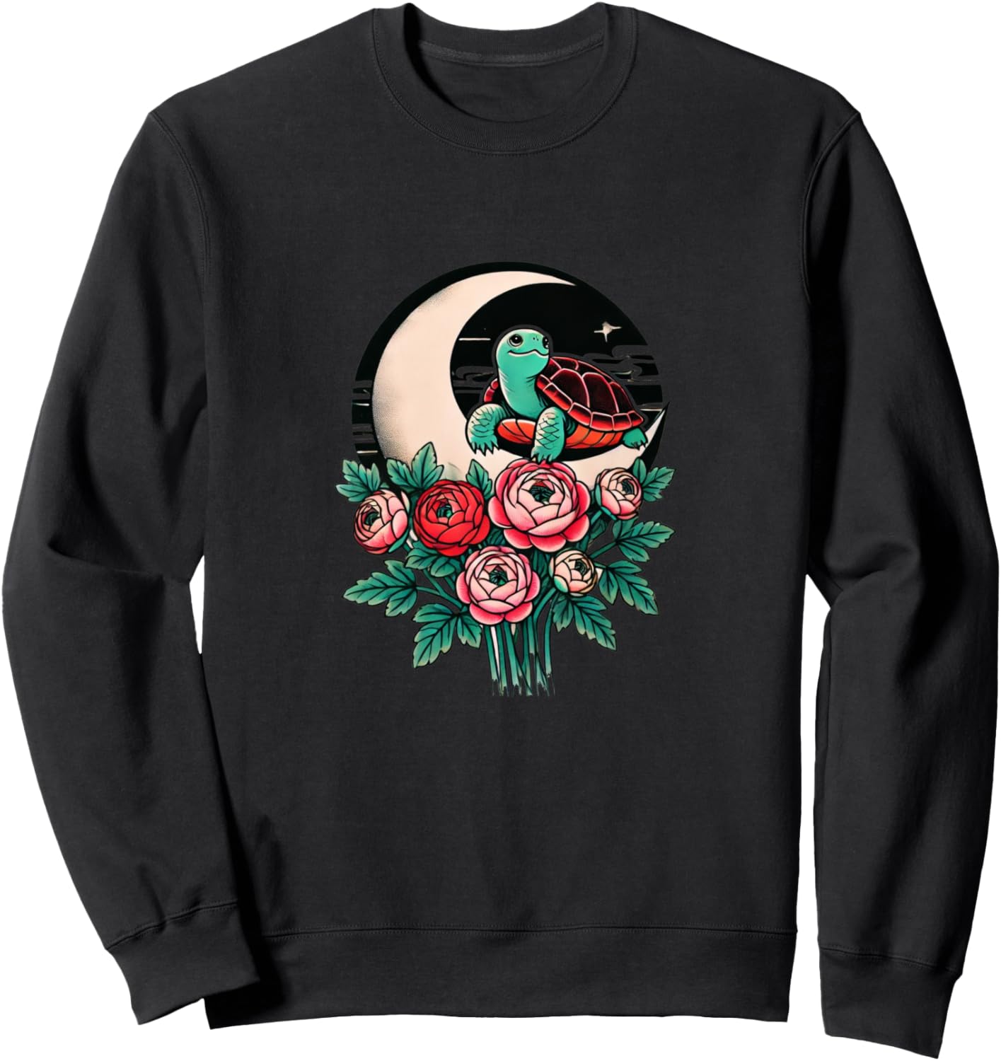 

Толстовка, Милая иллюстрация черепашки на толстовке с изображением лютика Retro Turtles Lover Snugg, черный