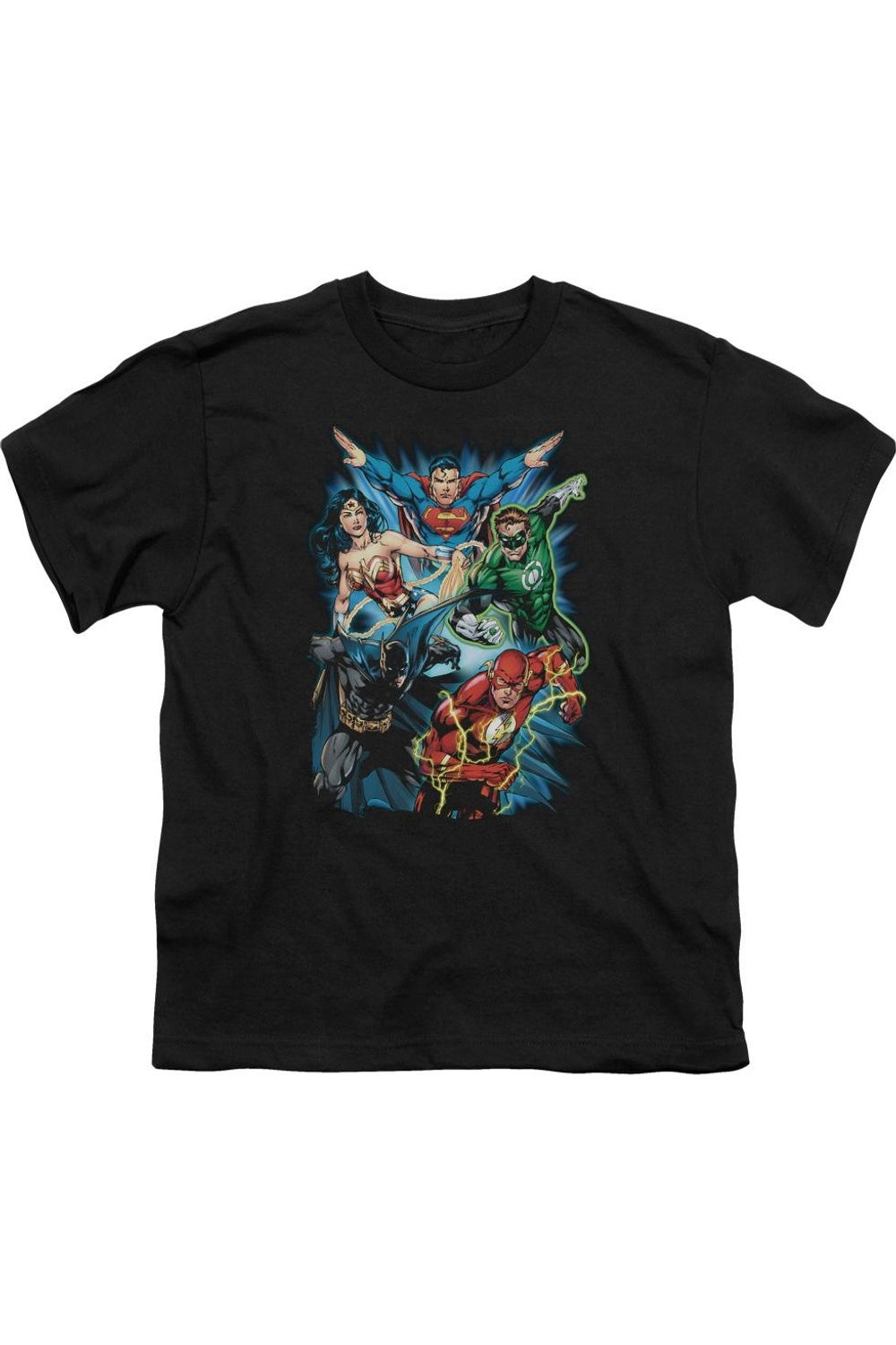 

Футболка с коротким рукавом для детей "Лига справедливости Америки: Сбор команды" Gildan, черный
