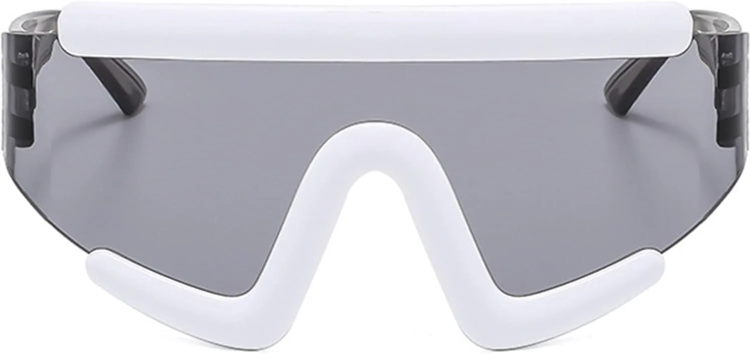 

bullabulling Большие спортивные солнцезащитные очки в стиле 80-х, защитные очки с плоским верхом, цельные, футуристический козырек, для женщин и мужчин, C3