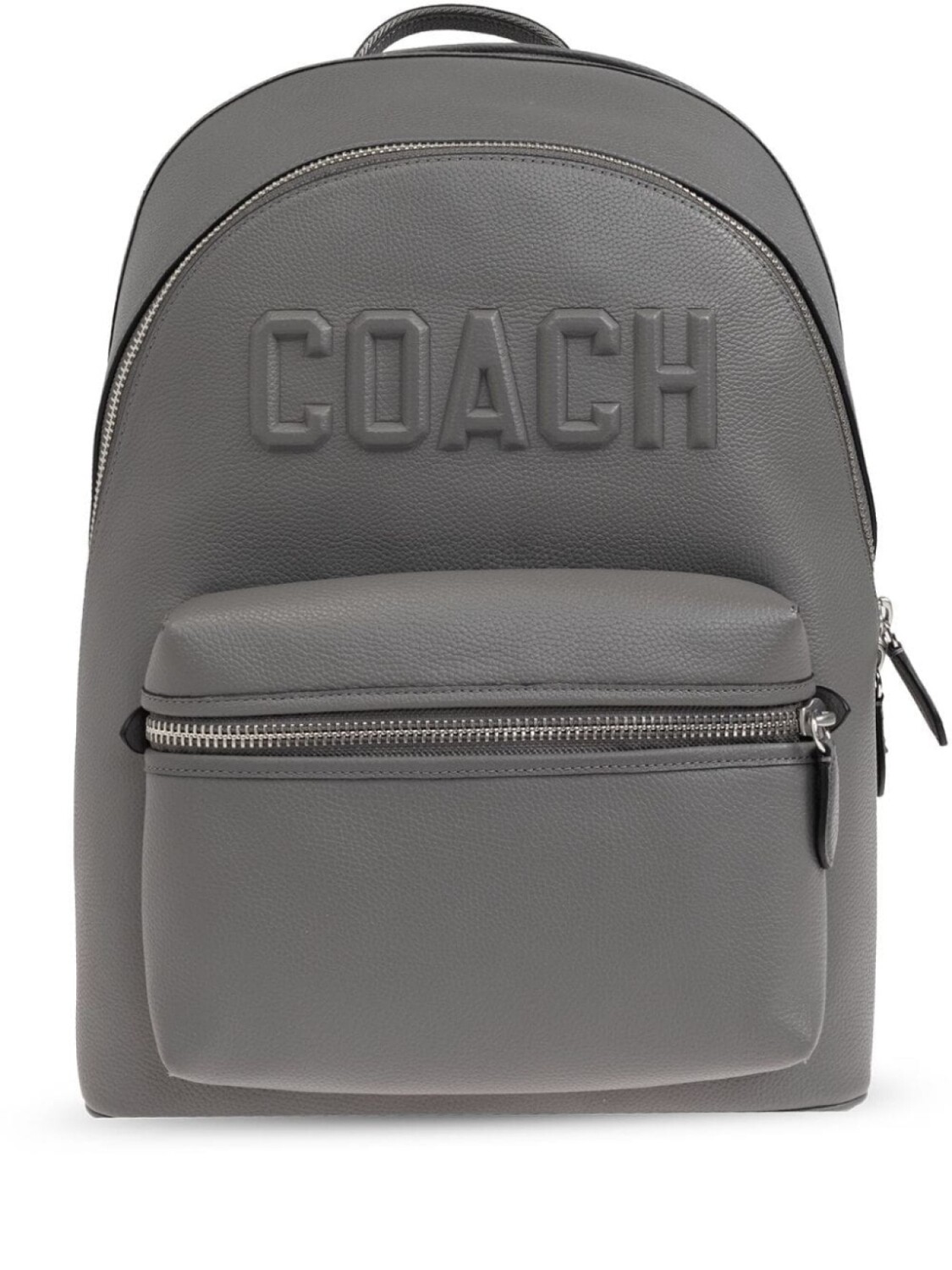 

Кожаный рюкзак с тисненым логотипом Coach, серый