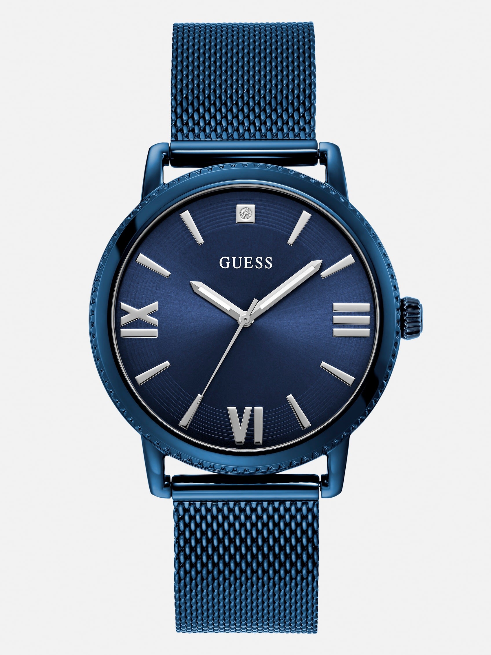 

Голубые часы с сетчатым ремешком Guess Factory
