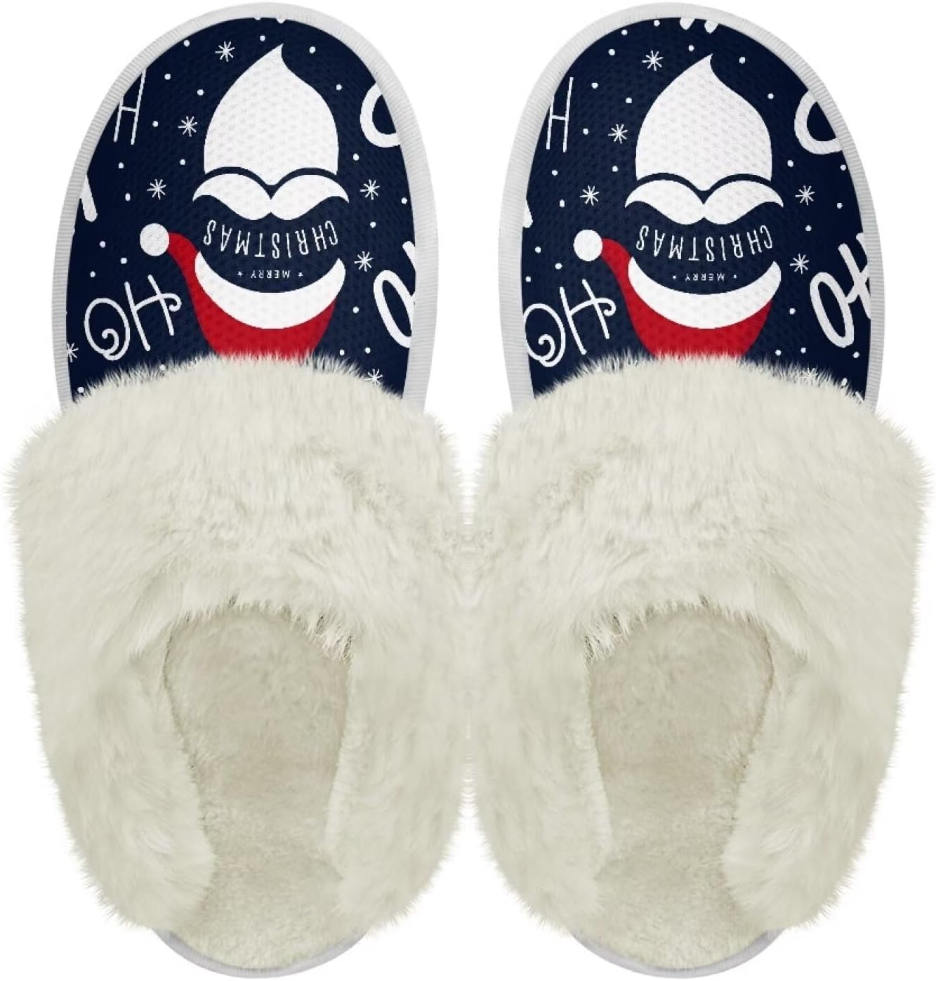 

Хлопковые тапочки PJHEQOXE с пушистыми краями, домашние тапочки для дома и улицы, хлопковые тапочки унисекс, Merry Christmas