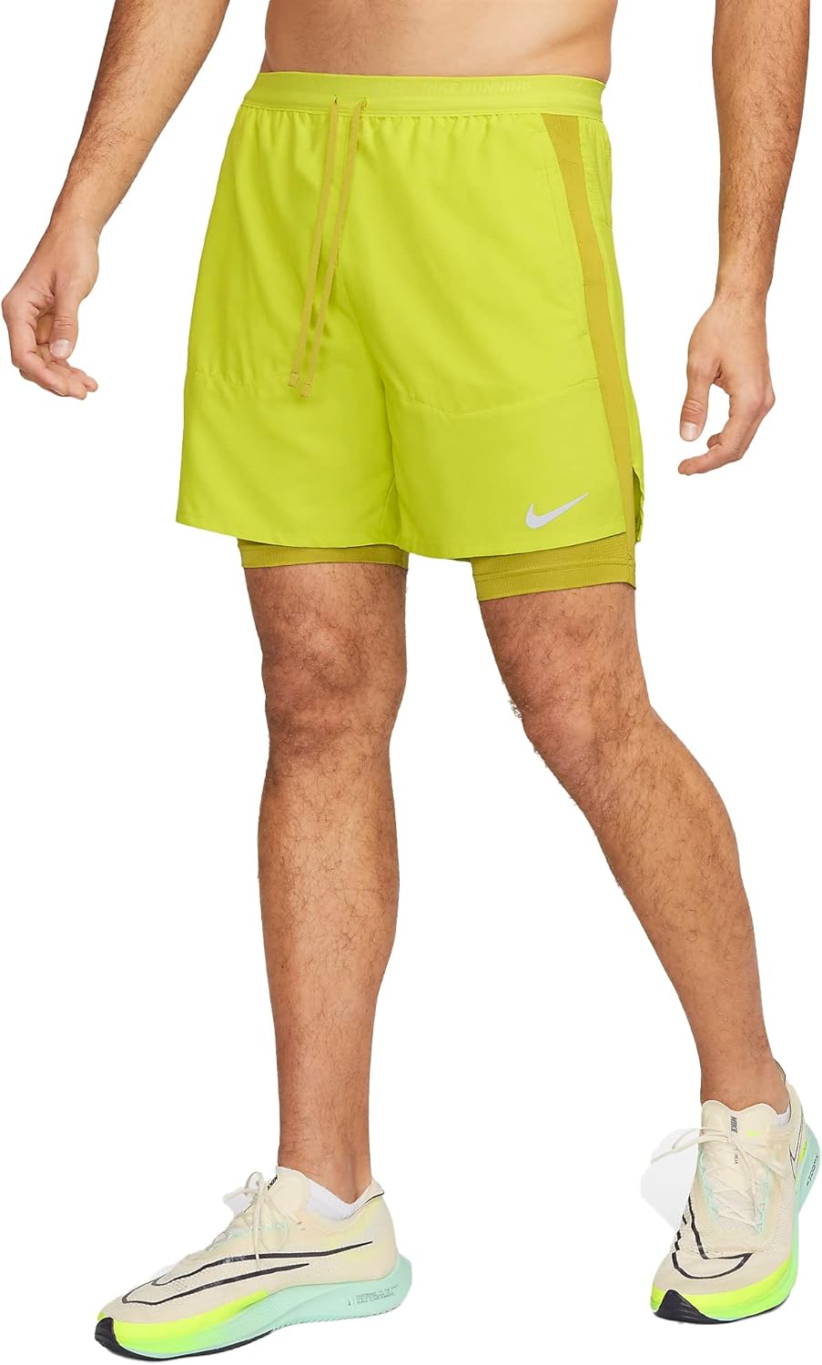 

Мужские гибридные шорты для бега Nike Stride Dri-FIT 5 дюймов, Bright Cactus/Moss/Moss