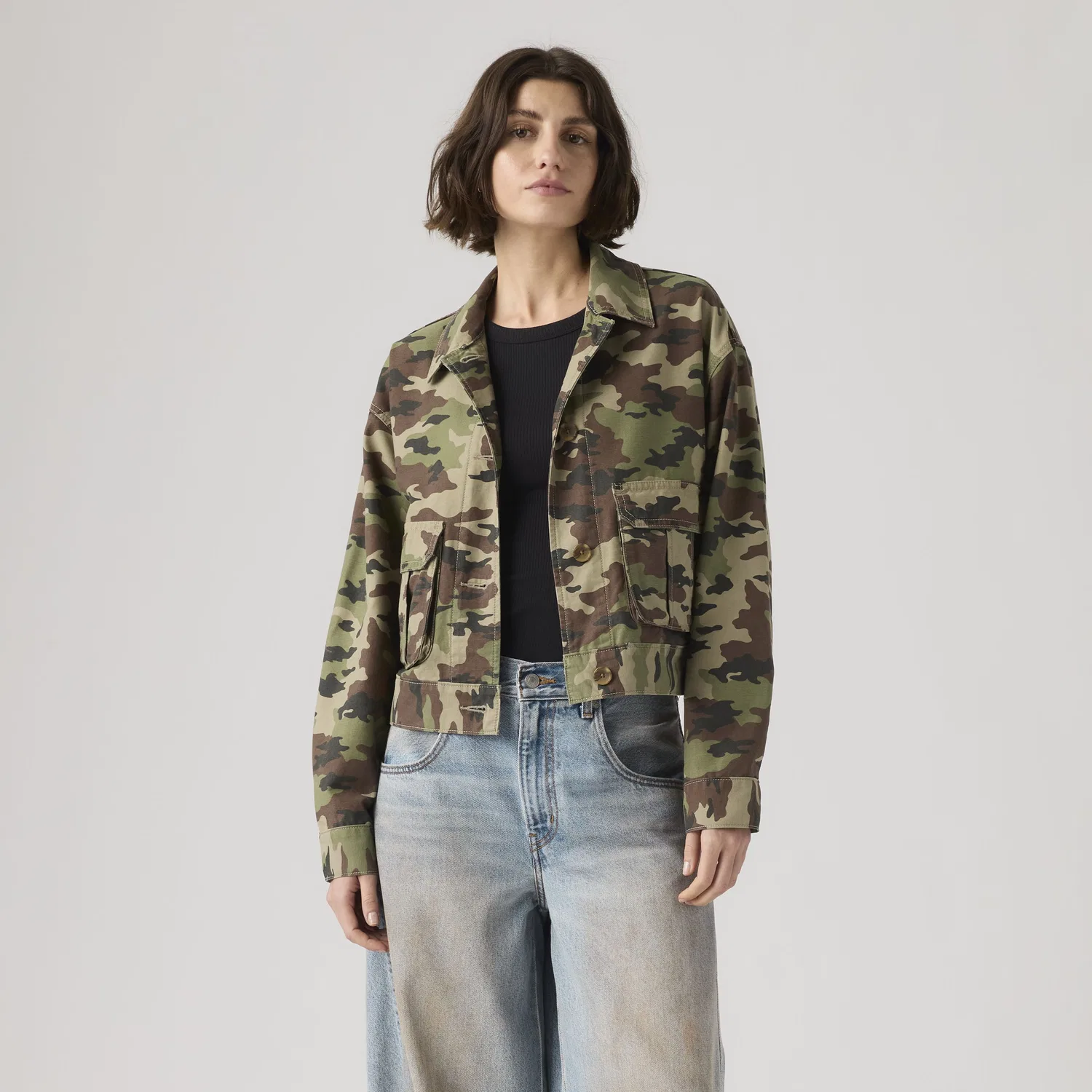 Укороченная куртка Marlowe Cropped Utility Heritage Jacket Levi's, Green — фото 3