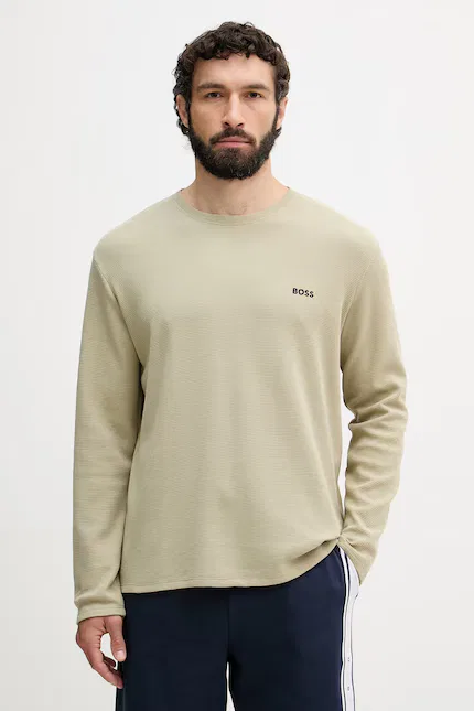 Лонгслив из бамбука Waffle LS-Shirt BOSS, зеленый