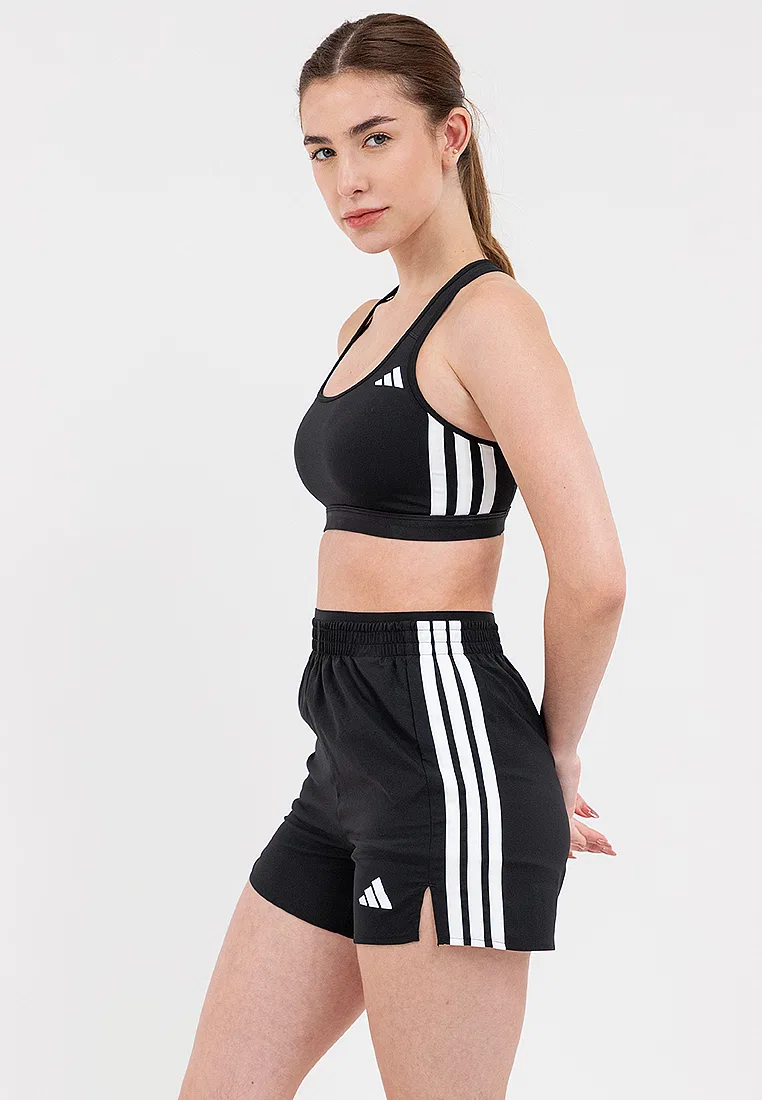 Бюстгальтер для фитнеса, средняя поддержка, Optime Essentials Workout 3-Stripes, Adidas, белый/черный — фото 2