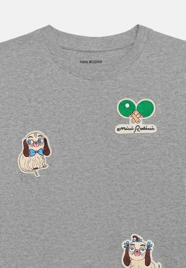 Футболка Minibabies patches tee print t-shirt Mini Rodini, серый меланж — фото 3
