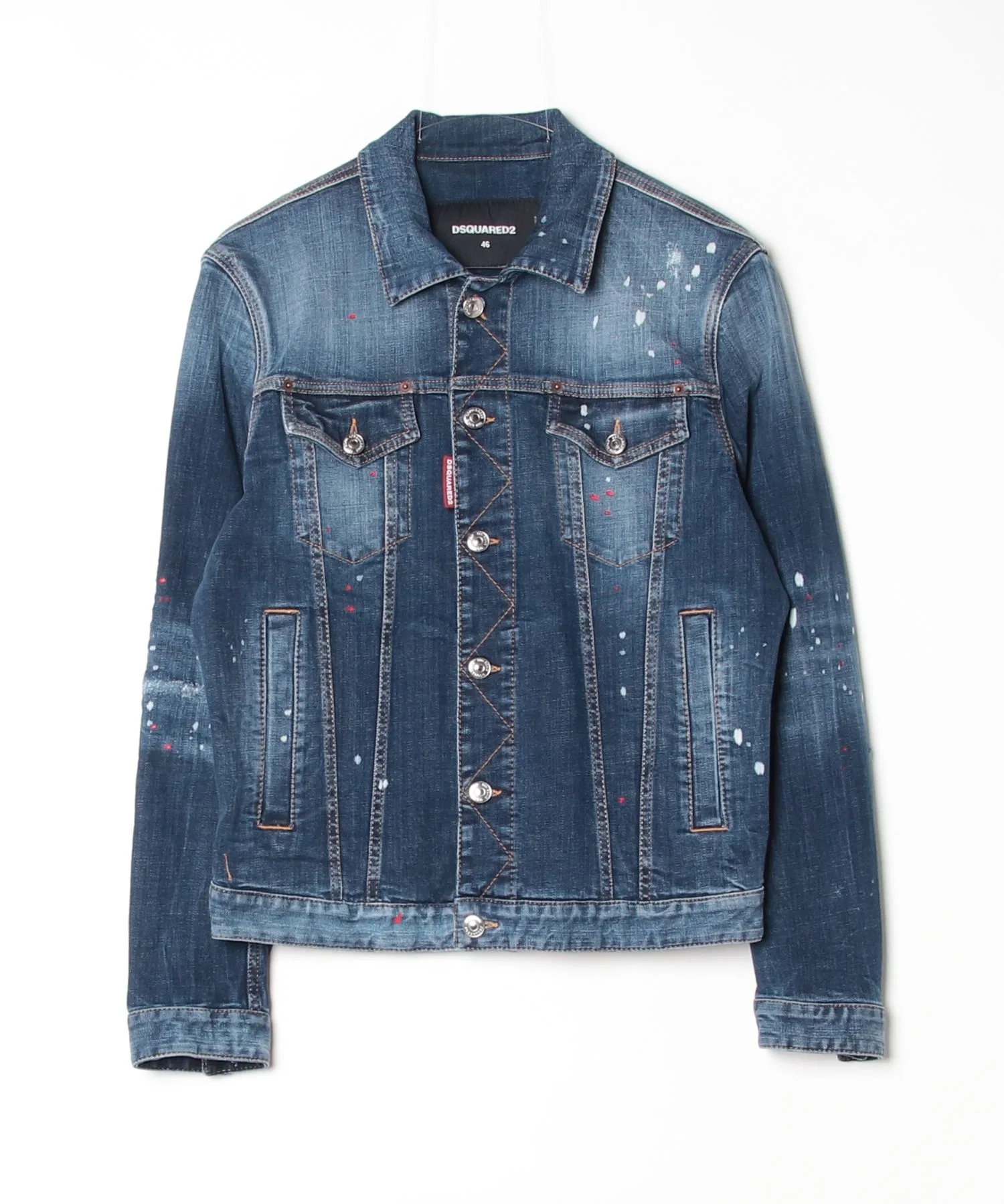 Джинсовая куртка Dan Jean, размер Medium, легкий, красные пятна, цвет Wash/0261