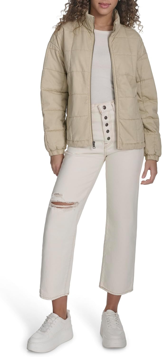 Женская стеганая хлопковая куртка Levi's Box, Crème Brulee — фото 2