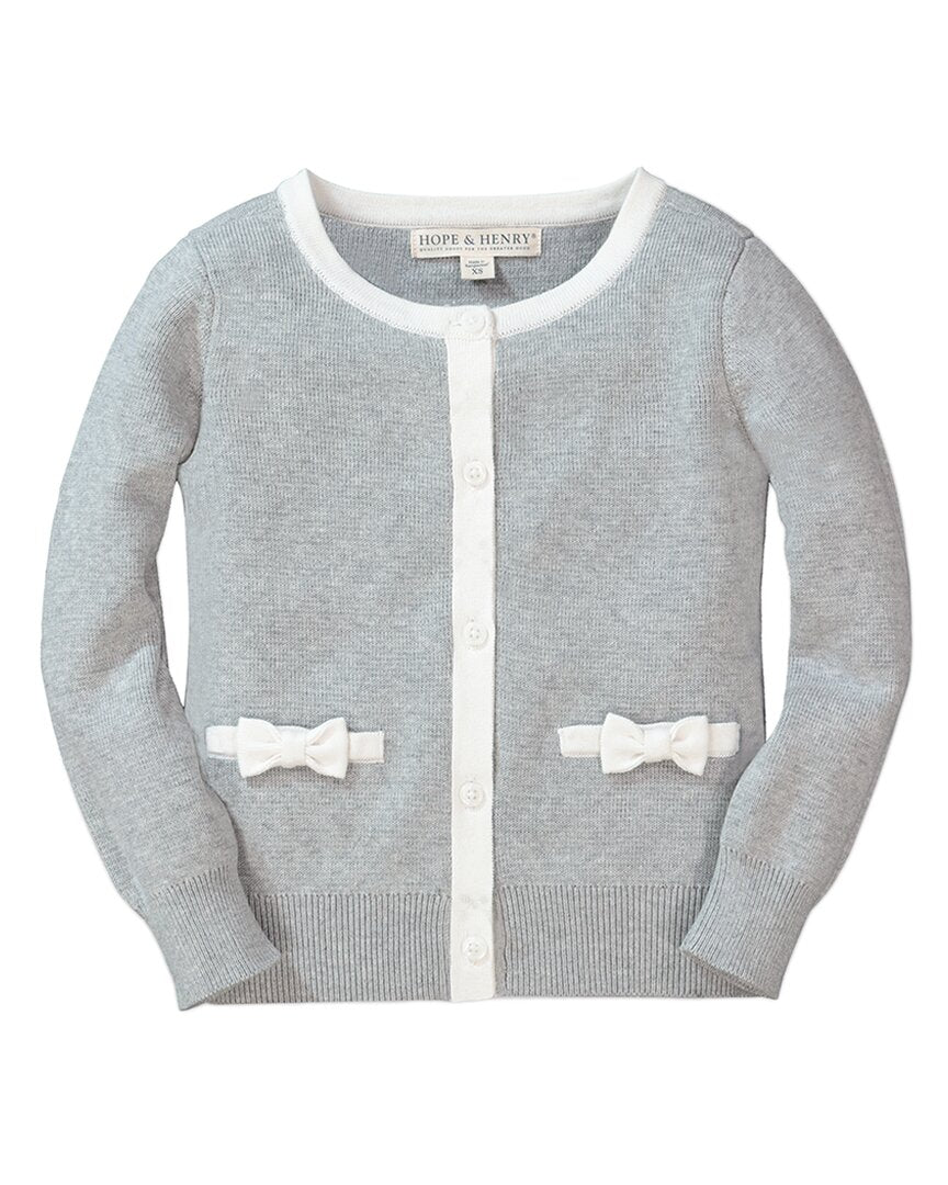 

Hope & Henry Кардиган с бантом и карманами, серый