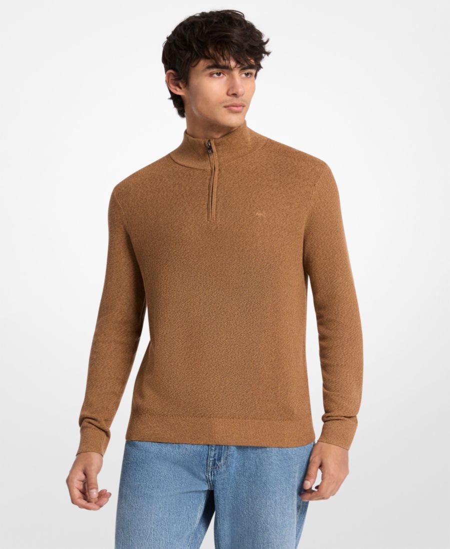 

Мужской свитер с текстурой мулине и молнией до четверти Michael Kors, Dark Caramel