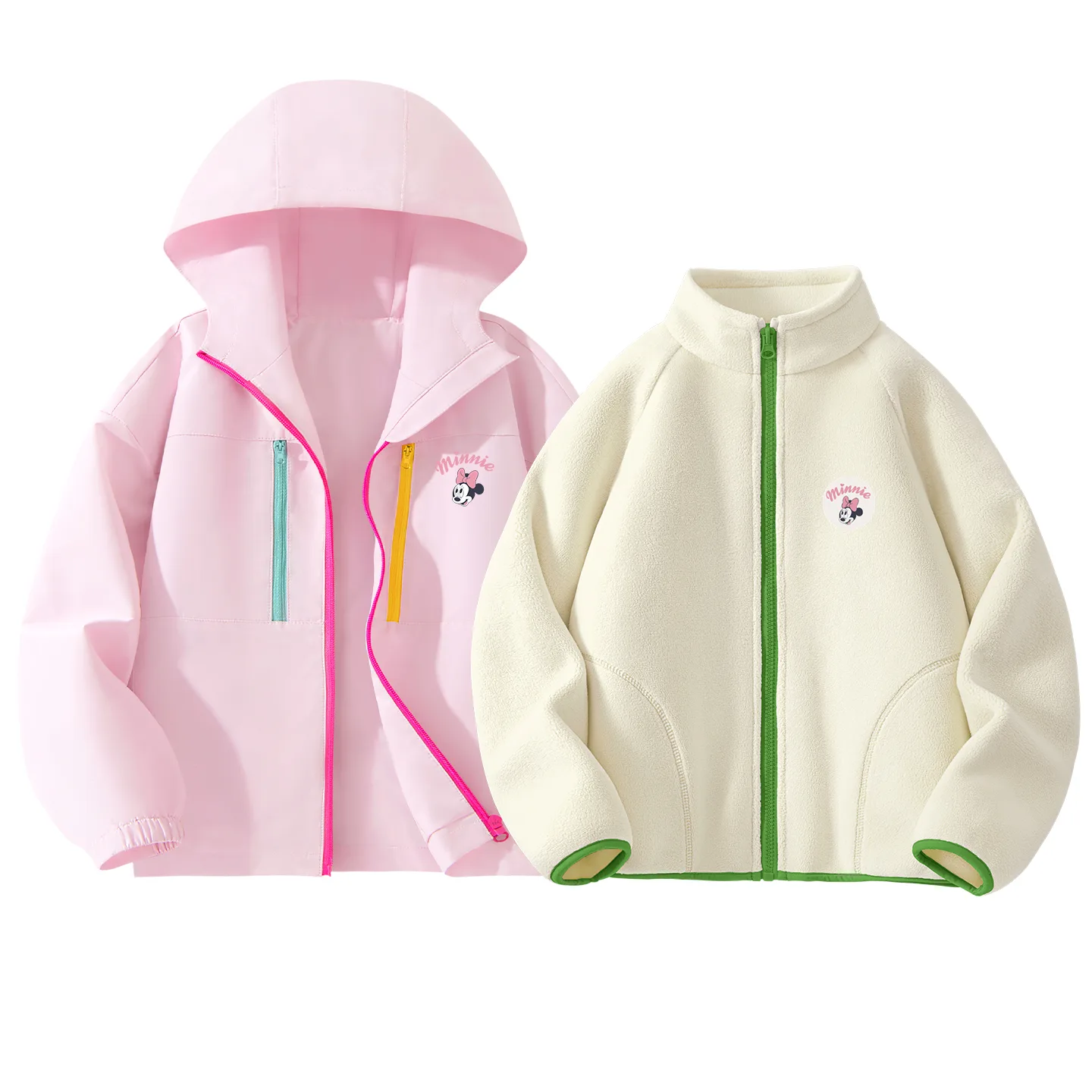 Детская флисовая толстовка с капюшоном Disney, [Thickened and Fleece-Lined]Silicone Di Lift Eye K Sweet Pink+Dini Medium Round Hook-and-Loop K Light Milk White
