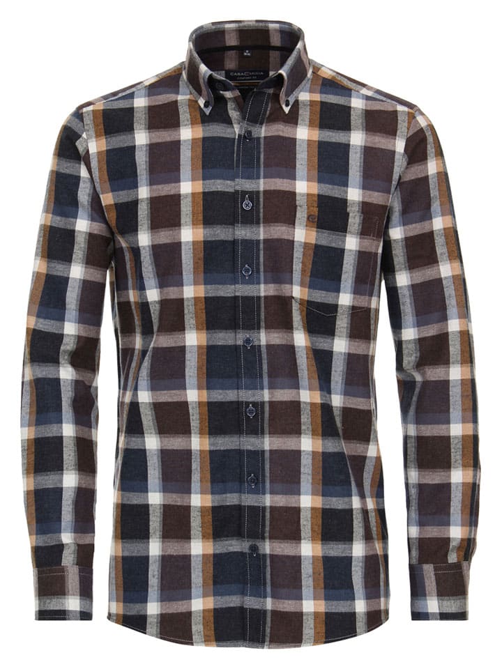 

CASAMODA Рубашка - удобный крой - темно-синего/светло-коричневого/коричневого цвета