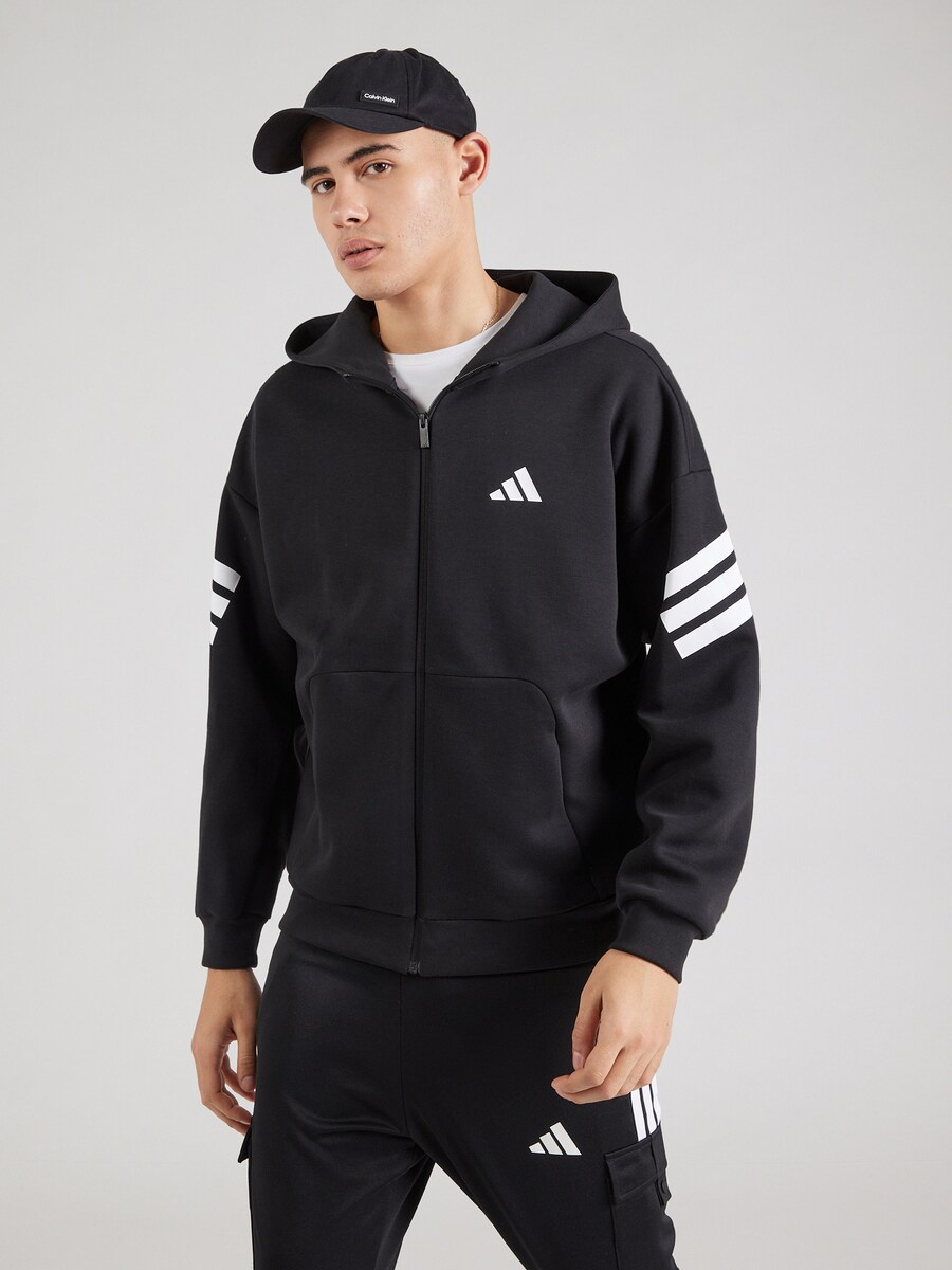 Спортивная толстовка с капюшоном на молнии ADIDAS SPORTSWEAR FI, черный — фото 2