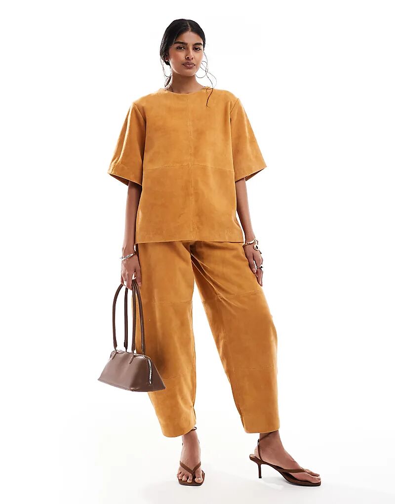 

Замшевые брюки-бочонки ASOS DESIGN цвета рыжего