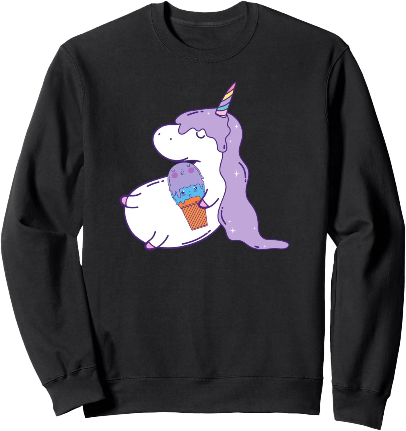 

Милое мороженое с единорогом, забавный десерт с единорогом, толстовка для любителей лета Cute Unicorn Ice Cream Gifts, черный