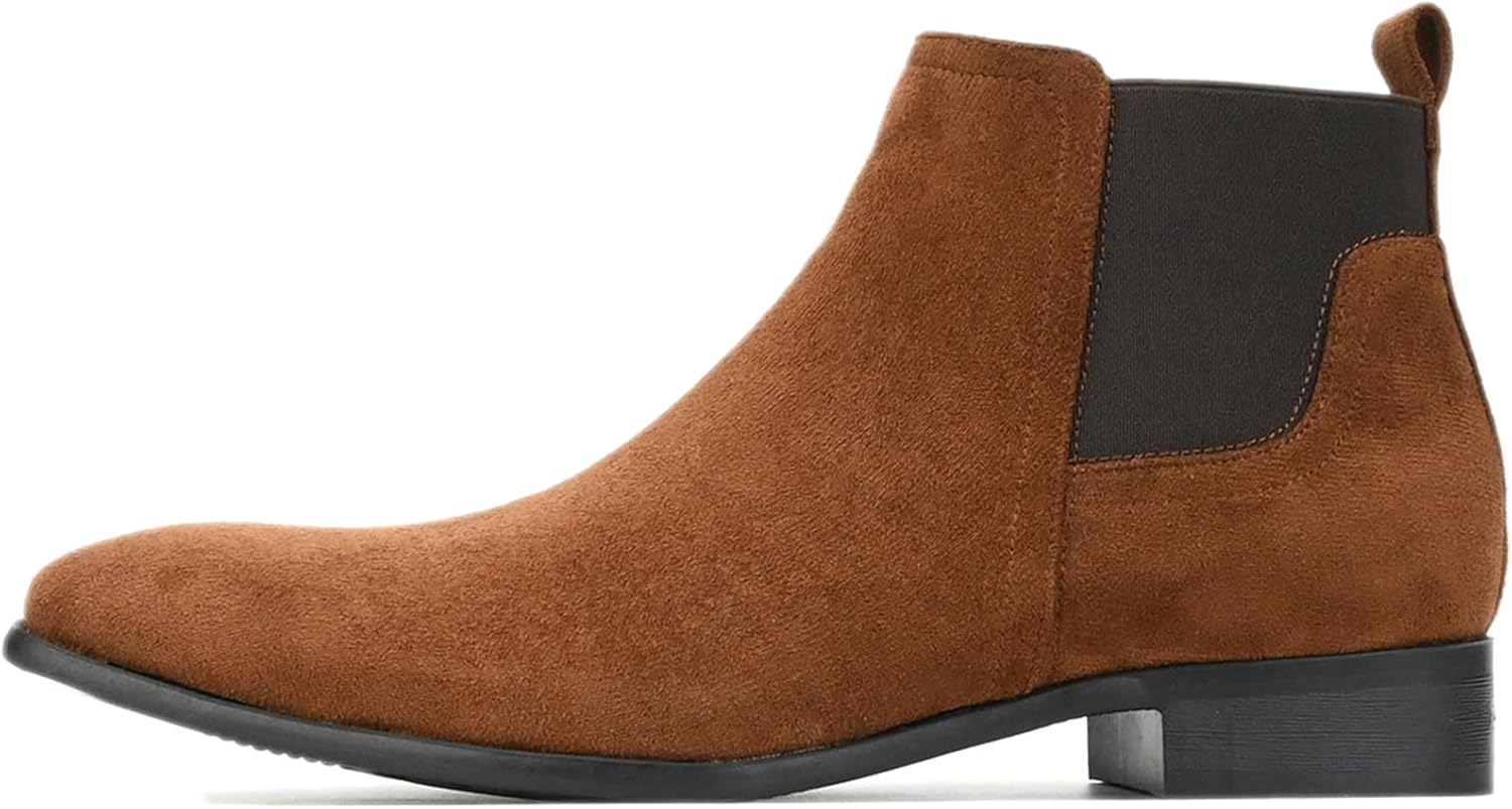 

Мужские ретро кожаные челси с заостренным носком, низким массивным каблуком и эластичной лентой, модные ботинки с низким каблуком, легкие ботинки-чукка на подъеме, деловые, повседневные, водонепроницаемые ботинки до щиколотки Adkgbe, коричневый